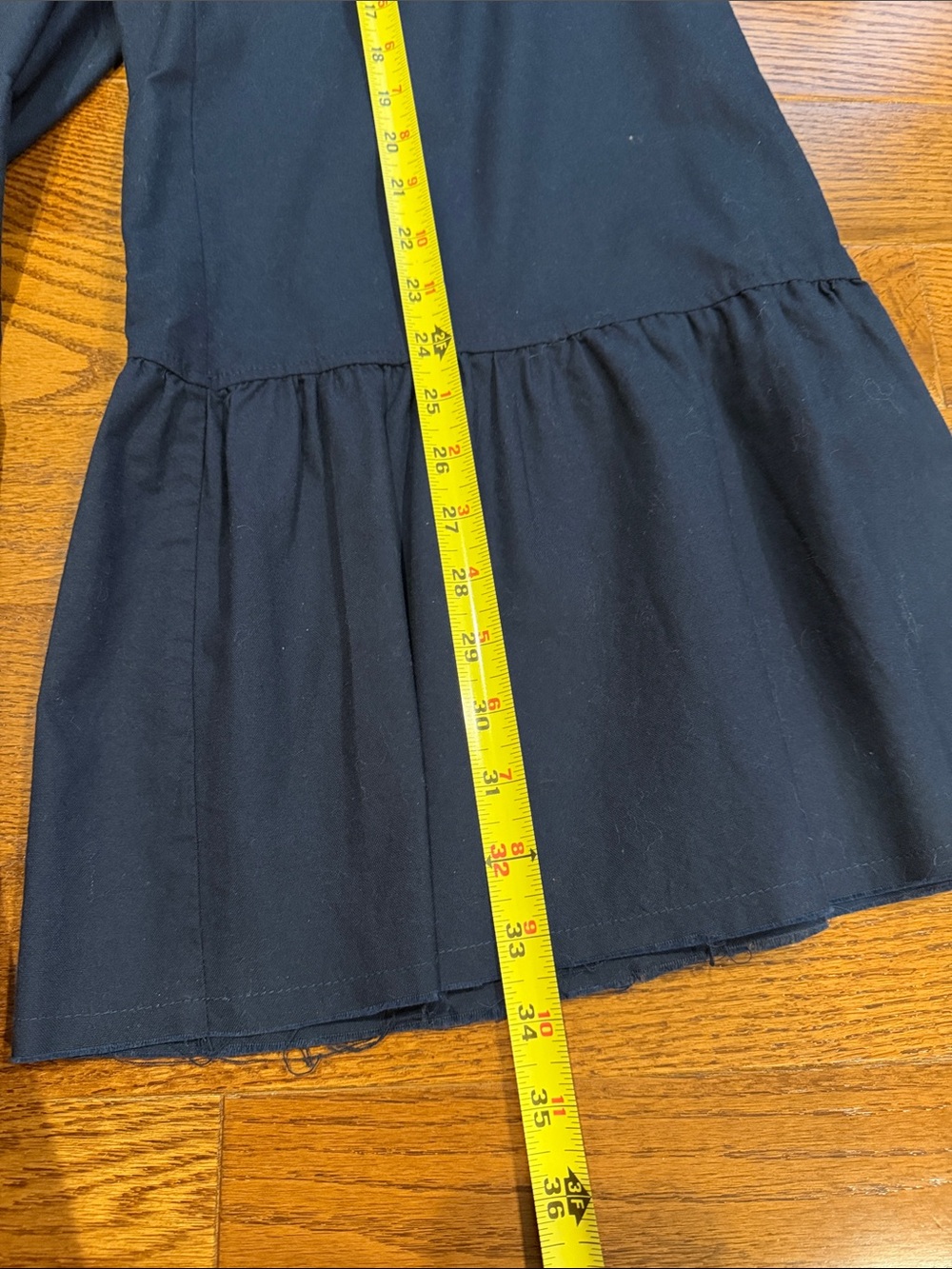 Navy Wide-Leg Ruffle Hem Pants - Picture 9 of 12